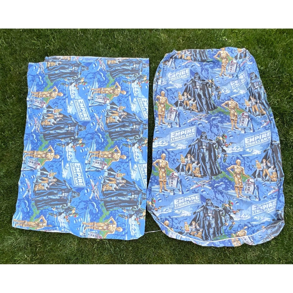 Vintage 1979 Star Wars‎ Empire Strikes Back Twin Sheet Set Blue Darth Vader 70s